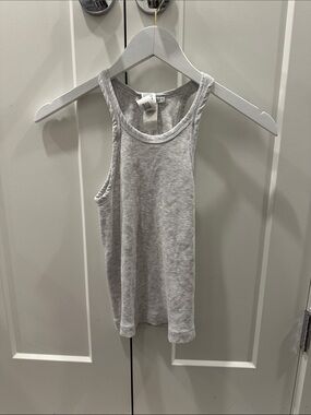 Zara Light Gray Ribbed Tank Top Cotton Blend